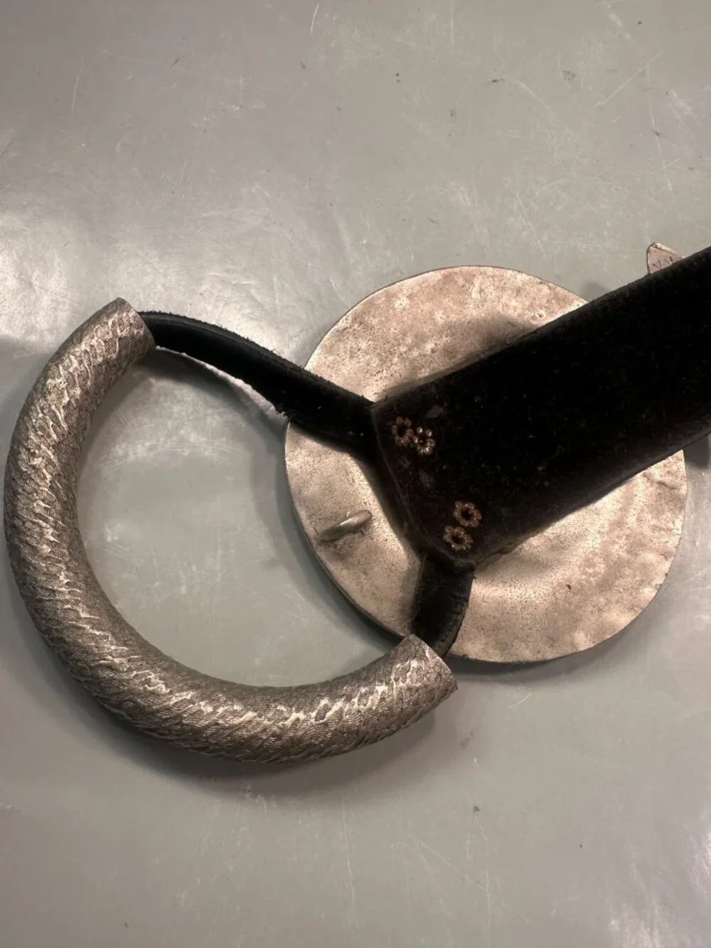 Boho Hammered Metal Textured Belt Statement Buckle Vintage Modern Hook Eye